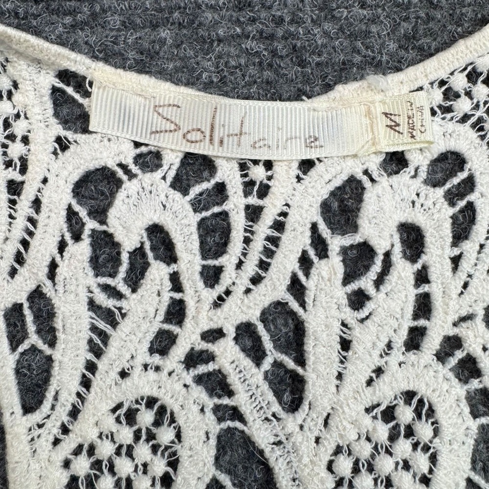 Solitaire Womens White Cotton Crochet Lace Racerback Tank Top Sheer Boho Medium - Picture 2 of 4
